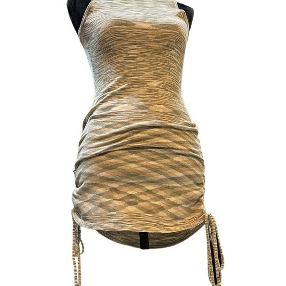 DNA Couture Sleeveless Bodycon Dress size Small Viscose Cinched Drawstring Sides - Picture 3 of 12